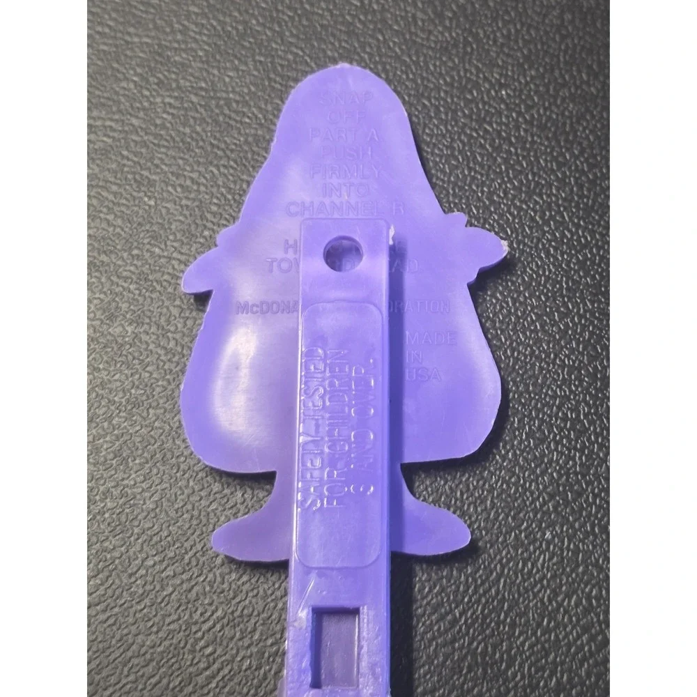 1981 McDonald's Grimace Plastic Purple Toy Whistle Character Vintage Happy Meal